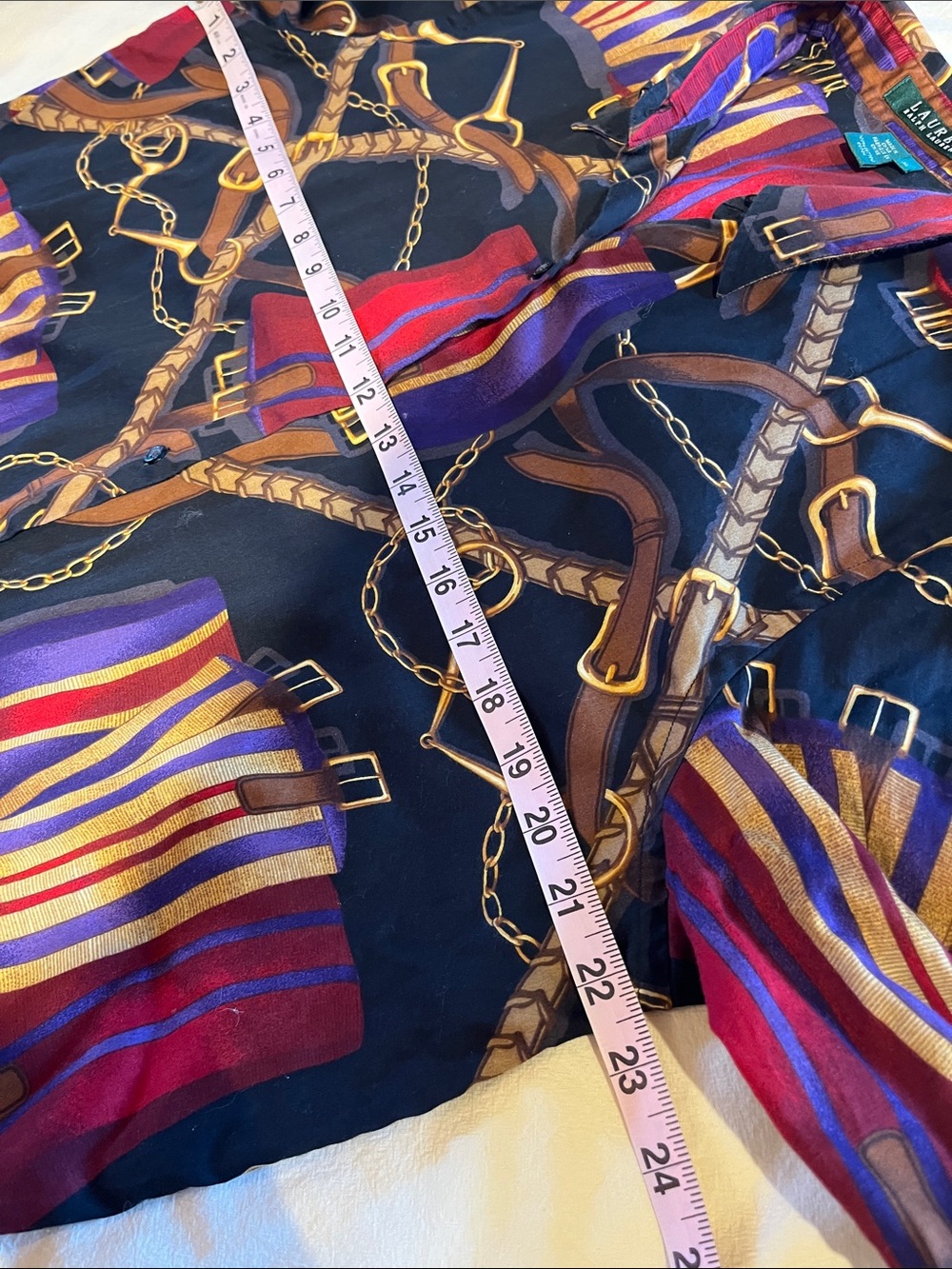 Lauren Ralph Lauren Vintage Button-Down Top Equestrian Print Excellent Size Med - Picture 6 of 9